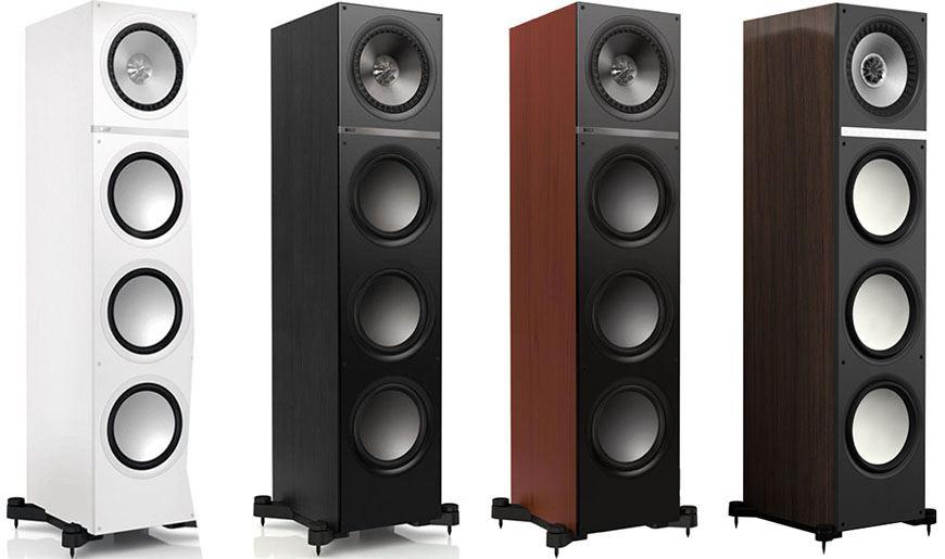 KEF Q900 voi 4 mau den, trang, rosenut va van go